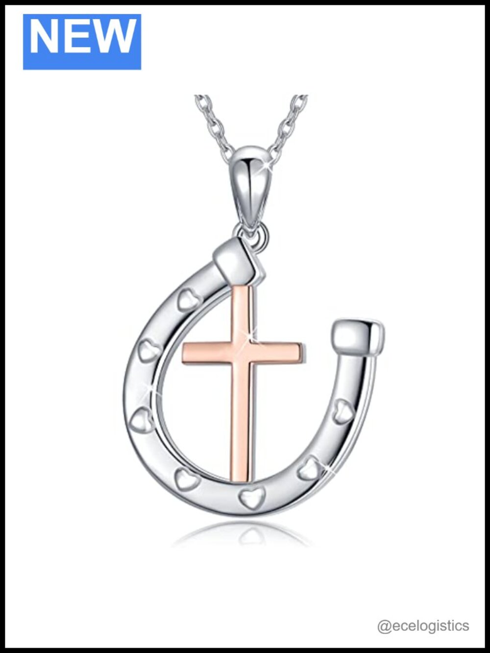 Sterling Silver Horseshoe Cross Pendant Necklace Turquoise Western Jewelry